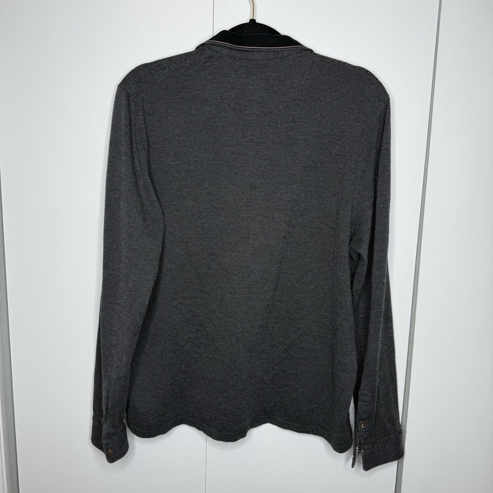 Ted Baker grey and white textured Polo Long Sleeve Shirt size XL - Picture 7 of 9